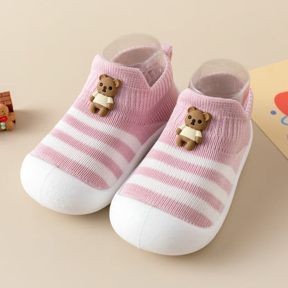 Casual Simple Soft Bottom Non-slip Cartoon Striped Toddler Shoes