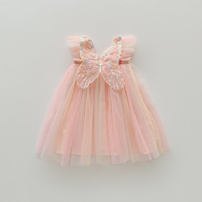 Rainbow Wings Mesh Girl Dress