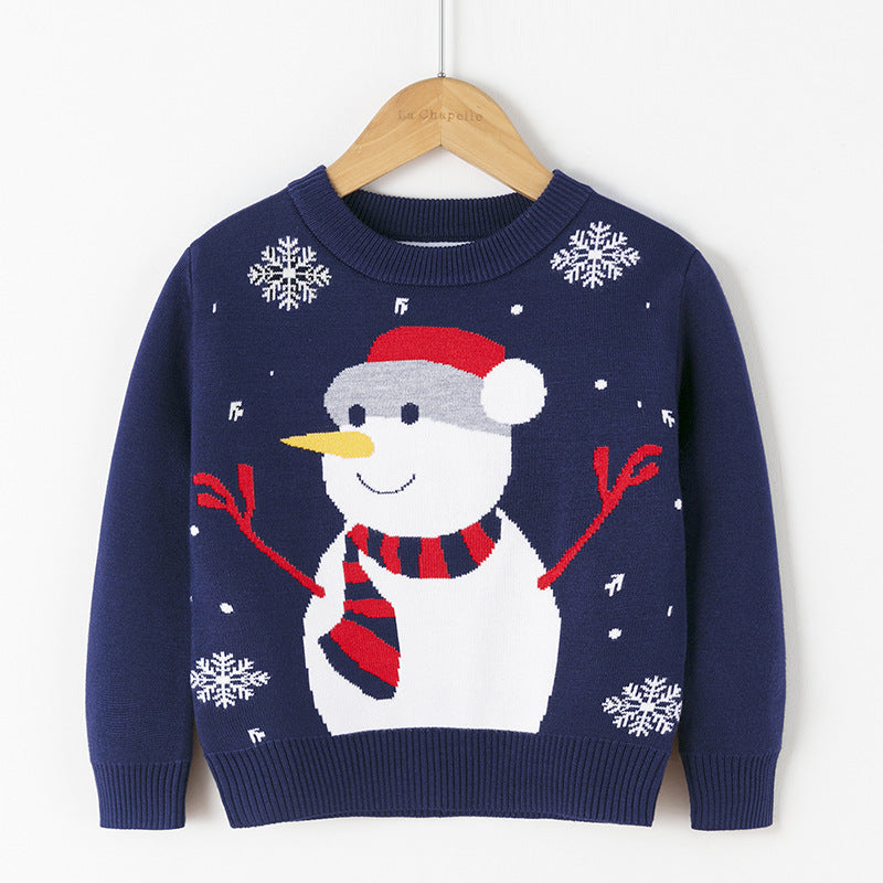Cotton Double Layer Autumn Winter Christmas Long Sleeved Children's Sweater
