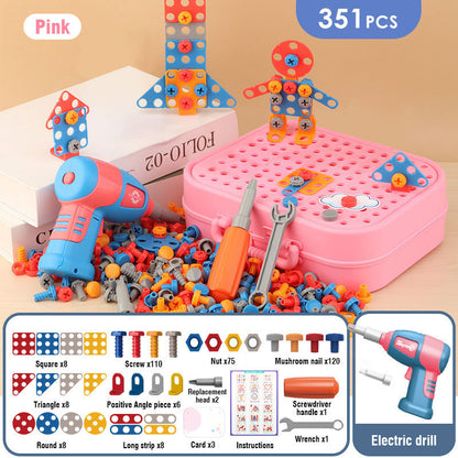 Electric Screw Screwdriver Toolbox Children's Toy Educational Detachable Assembly Screwdriver Electric Drill Set