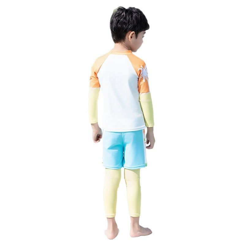 Boy Cartoon Split Long-sleeved Long Trousers Quick-drying Swimwear