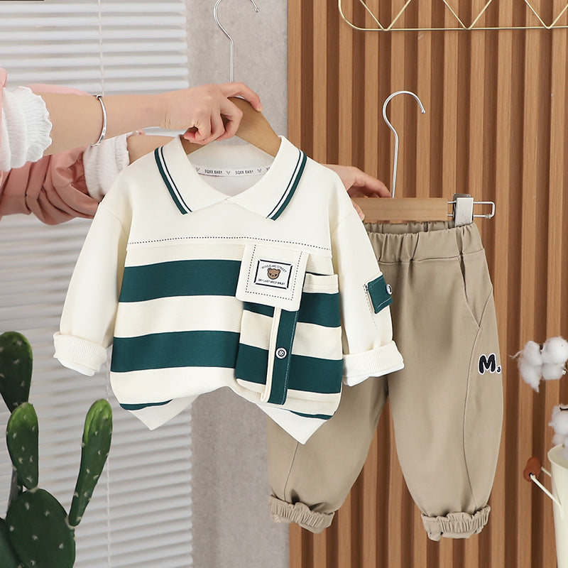 Costume rayé à grands revers et poches pour garçons et filles
