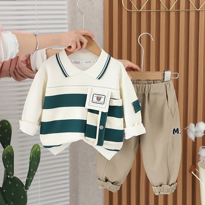 Costume rayé à grands revers et poches pour garçons et filles