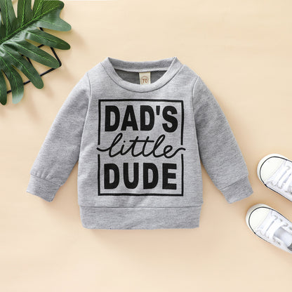 Sudadera gris con letras de poliéster para niños