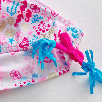 Maillot de bain deux pièces en nylon avec motifs dorés pour enfants plus âgés