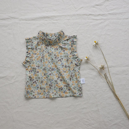 Girls' Summer Baby Floral Vest T-shirt