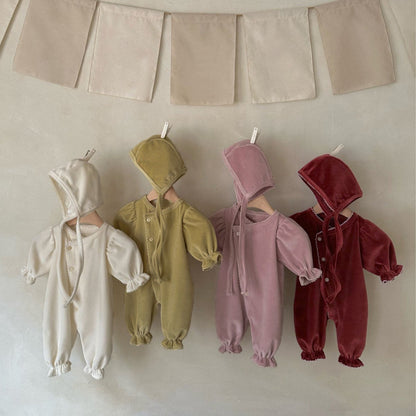Barboteuse une pièce longue avec une seule rangée de boutons-pression pour bébés