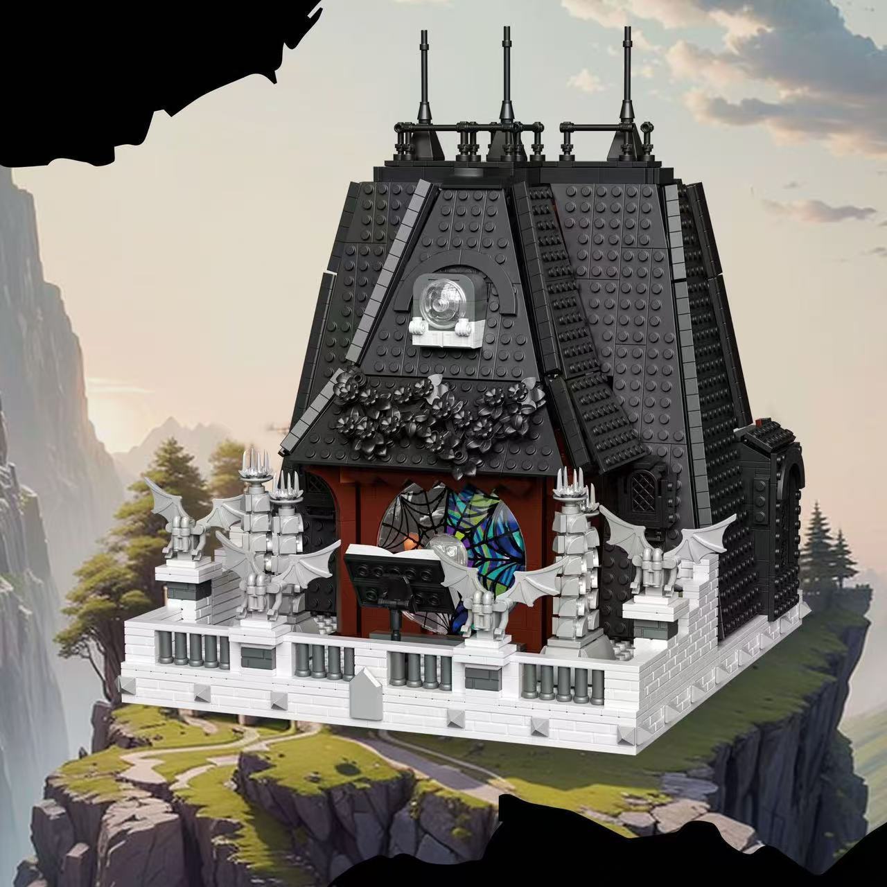 Baka 33214 Black Wednesday Small Black House Building Street View Model Building Blocks Children's Puzzle Toys Storage