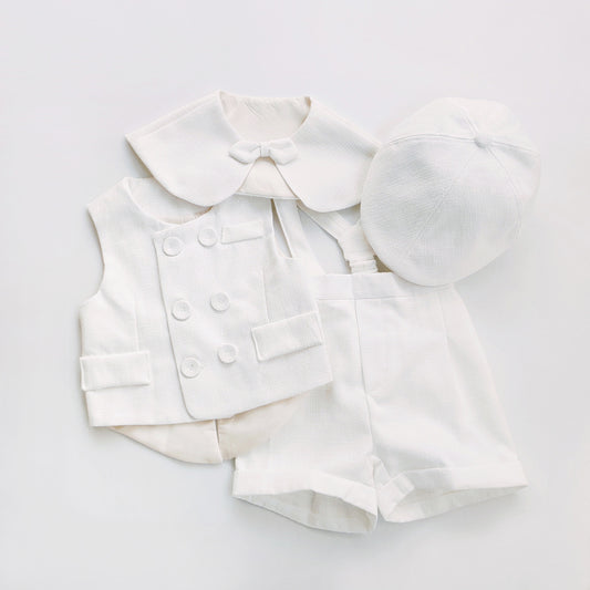 Casual White Children Vest Suit