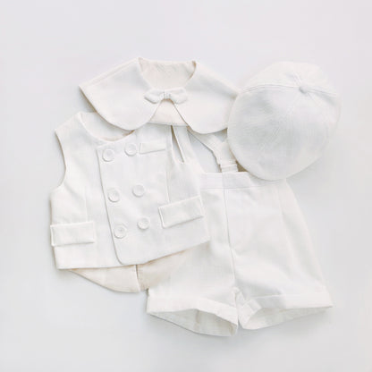Casual White Children Vest Suit