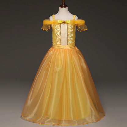 Princess Dress Inserted Beads Bright Silk Performance Dress