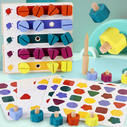 Blos de construction "Vis et écrous" pour la reconnaissance des formes et des couleurs en maternelle