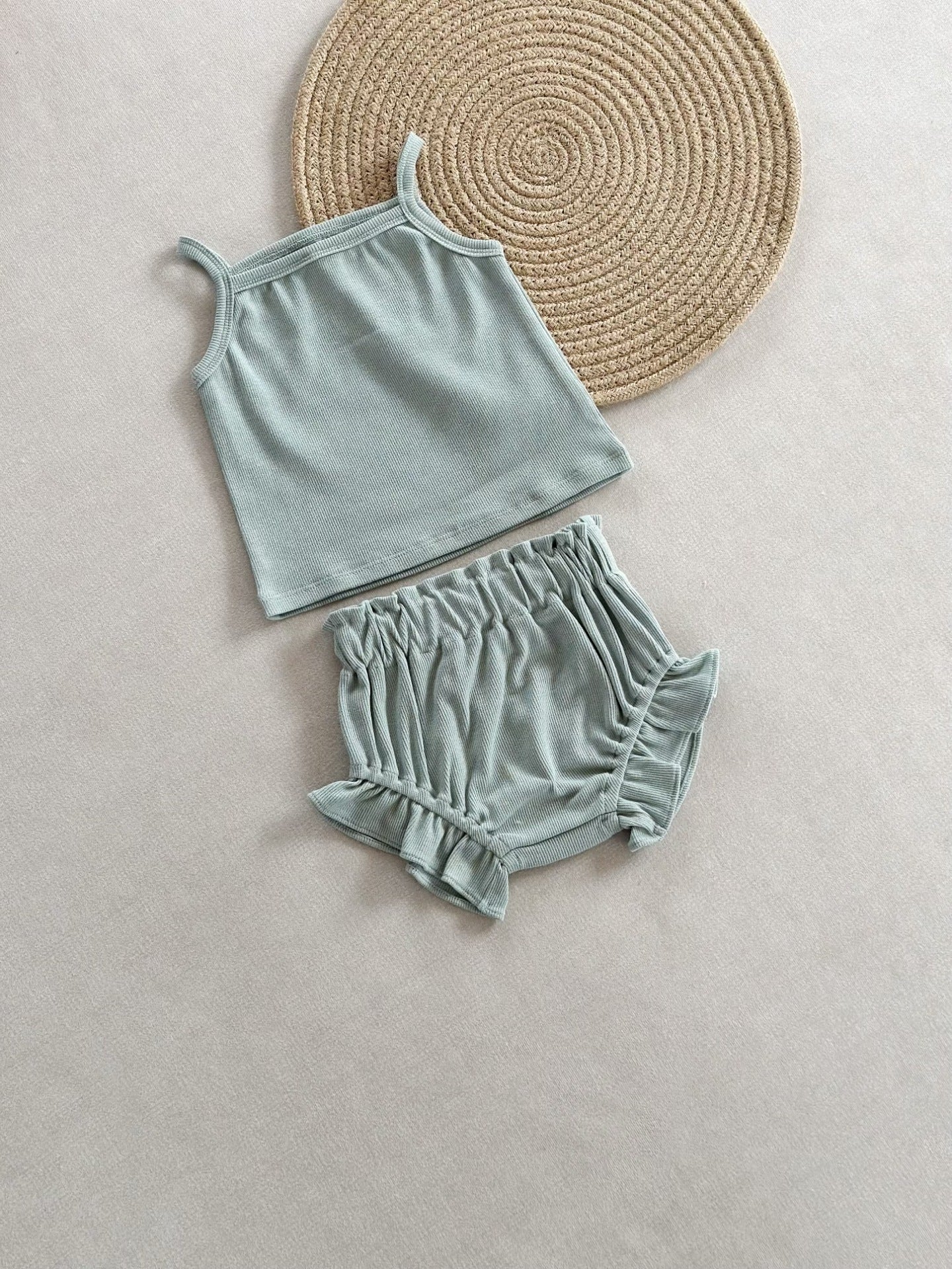 PP Shorts Thin Rib Cotton Women's Home Wear Two-piece Set