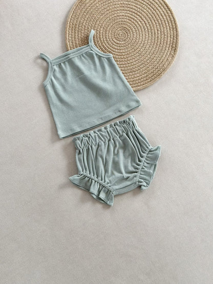 PP Shorts Thin Rib Cotton Women's Home Wear Two-piece Set