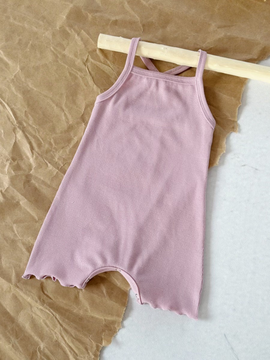 Baby Sunken Stripe Camisole One-piece Romper