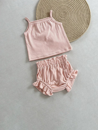 PP Shorts Thin Rib Cotton Women's Home Wear Two-piece Set