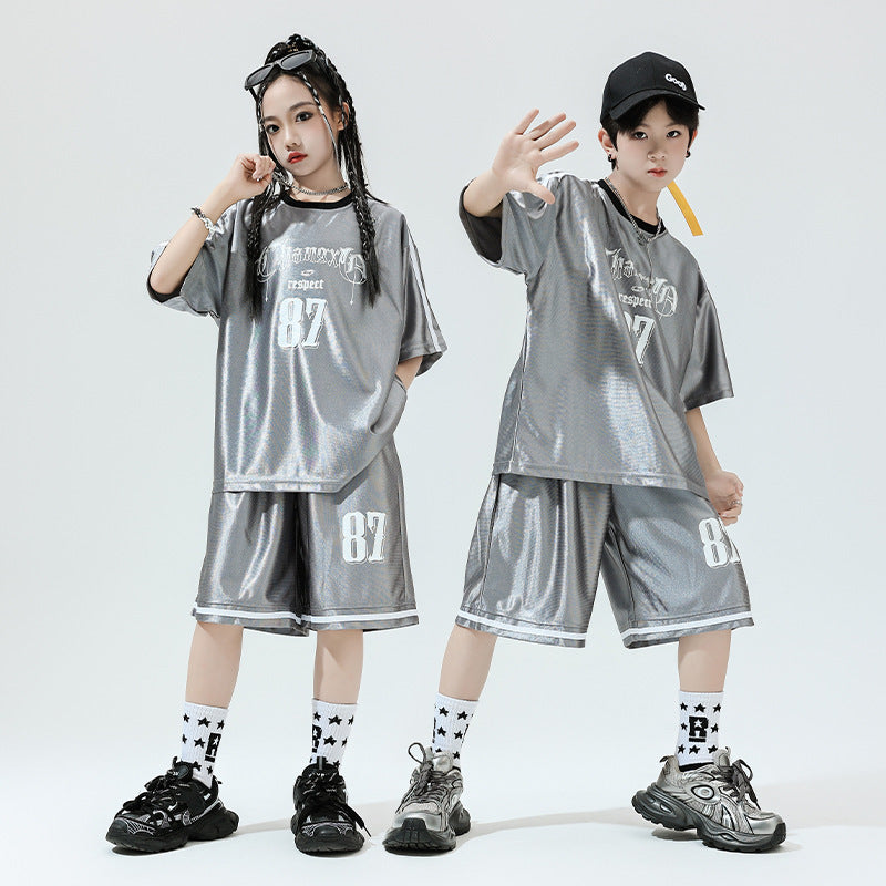 Hip Hop Children's Performance Hip Hop Glossy Loose Outfit