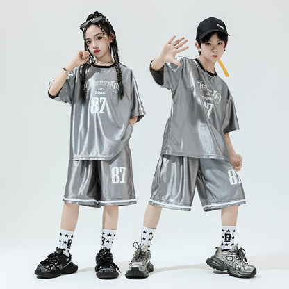 Hip Hop Children's Performance Hip Hop Glossy Loose Outfit