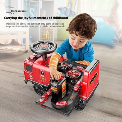 Children's Space Bus Fire Police Electric Toys Can Sit People