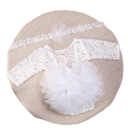 Newborn Costumes Lace Puff Gauze Skirt Headdress Flower Two-piece Set