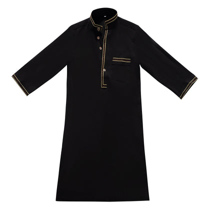 Middle East Boy Robe Stand Collar Button Long Shirt