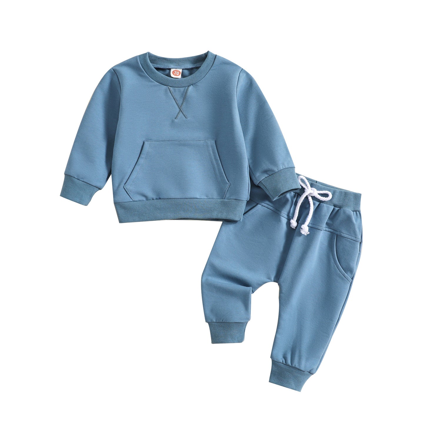 Solid Color Alphabet Embroidery Long-sleeved Sweater And Trousers Two-piece Set