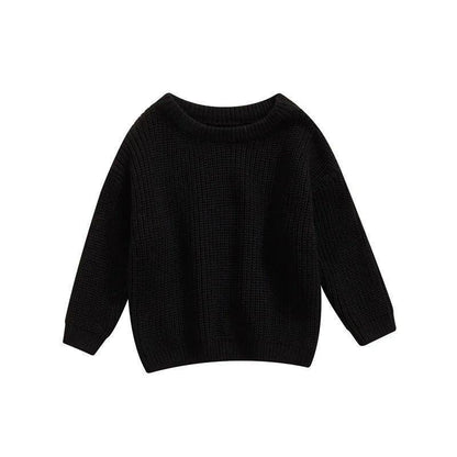 Girls' Solid Color Crew Neck Casual Sweater