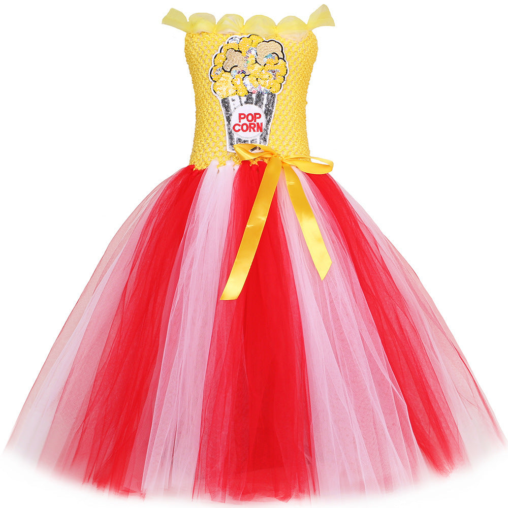 Popcorn Girl's Mesh Princess Pettiskirt Long