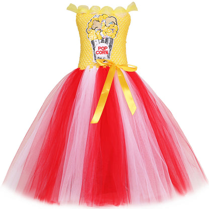 Popcorn Girl's Mesh Princess Pettiskirt Long