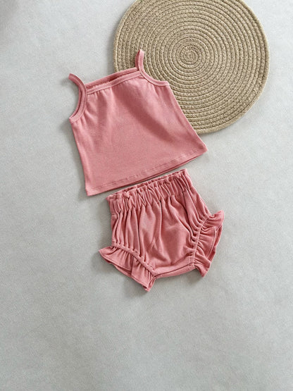 PP Shorts Thin Rib Cotton Women's Home Wear Two-piece Set