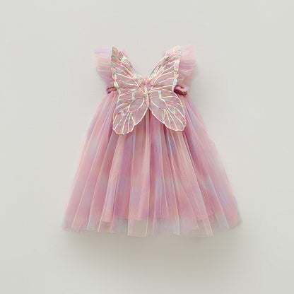 Rainbow Wings Mesh Girl Dress