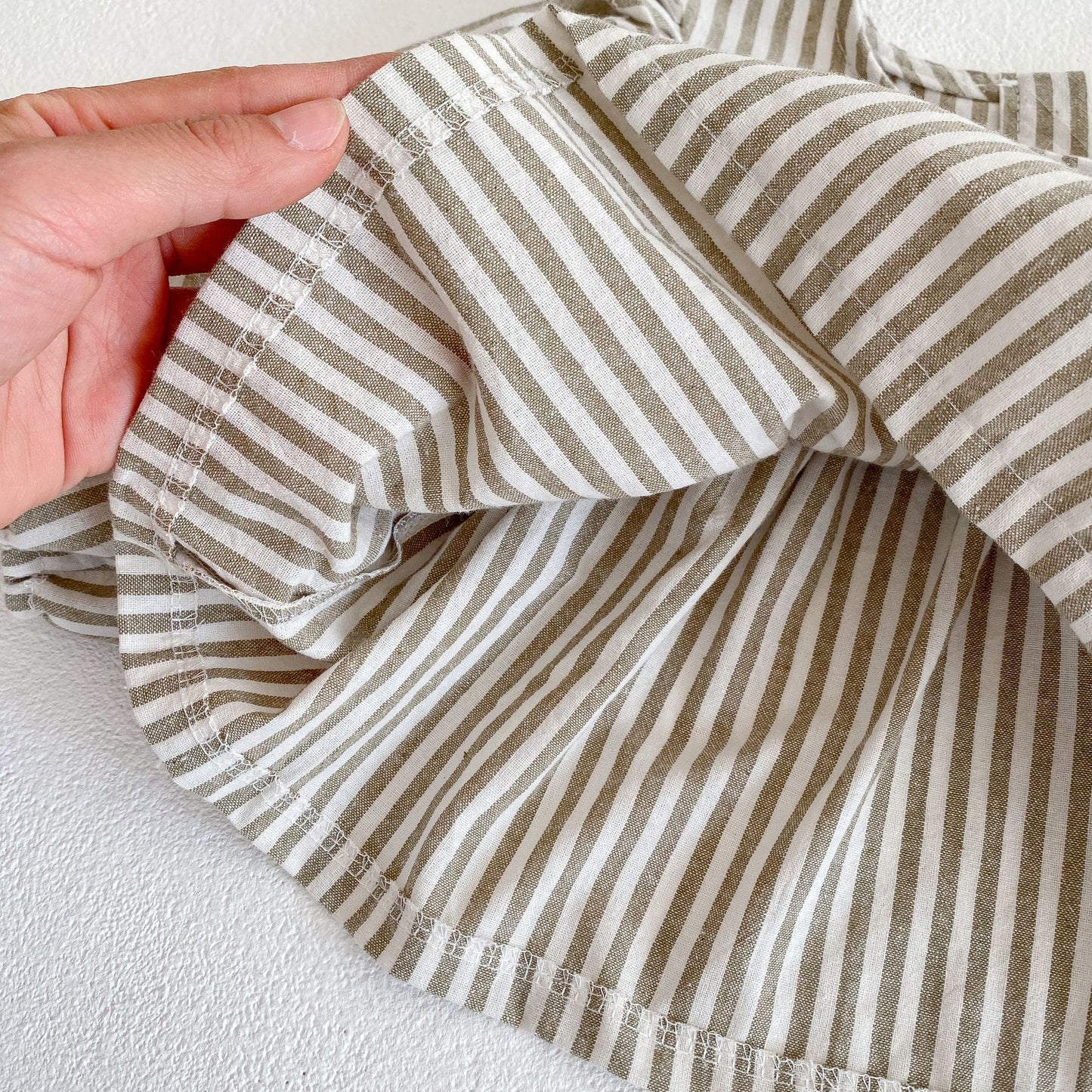 Cotton Baby Ruffle Collar Striped Long Sleeved Skirt Bread Pants Set
