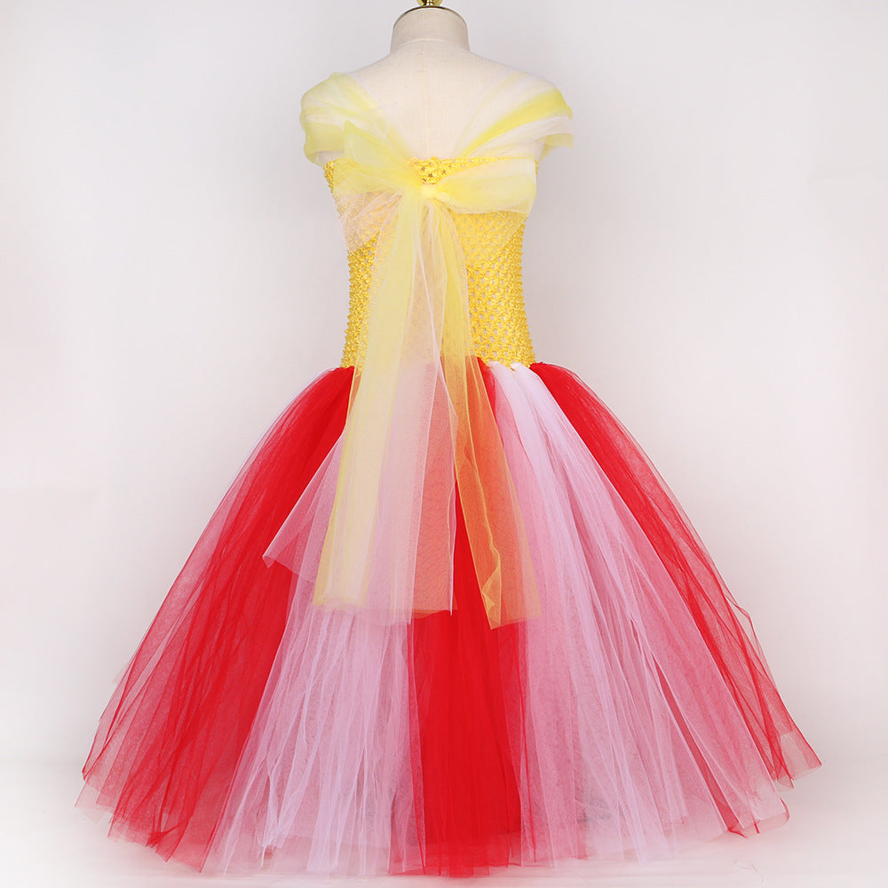 Popcorn Girl's Mesh Princess Pettiskirt Long