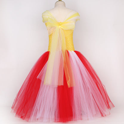 Popcorn Girl's Mesh Princess Pettiskirt Long