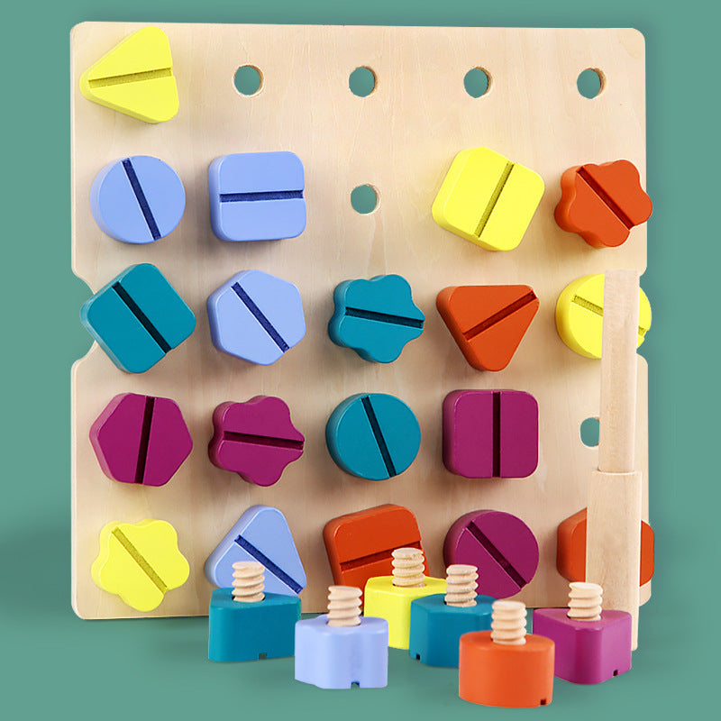Blos de construction "Vis et écrous" pour la reconnaissance des formes et des couleurs en maternelle