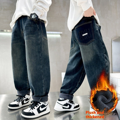 Korean Style Big Children Thick Warm Pants