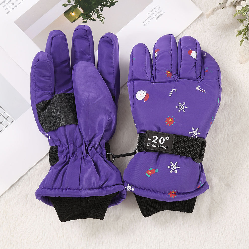 Outdoor Sports Riding Fleece-lined Thickened Finger Children's Ski Gloves