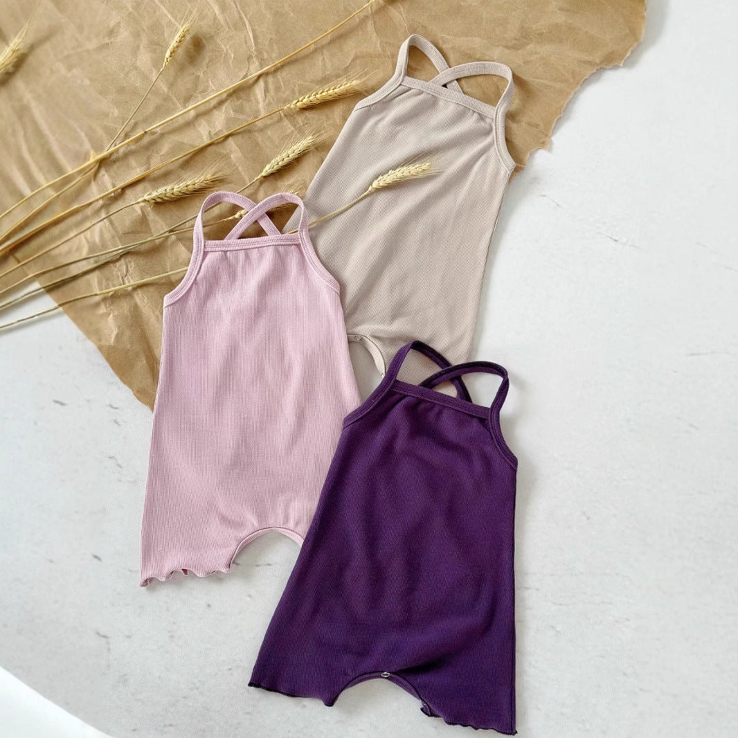 Baby Sunken Stripe Camisole One-piece Romper