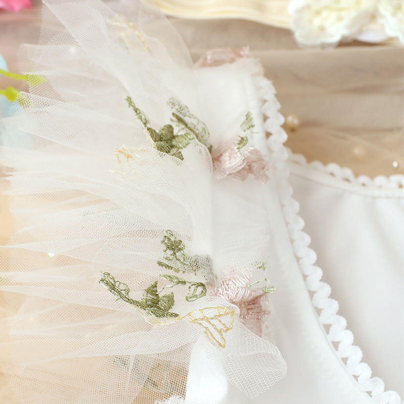 Two-piece Newborn Embroidery Floral Lace Mesh Jumpsuit