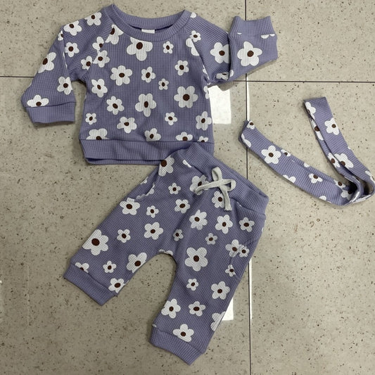 Personality New Waffle Print Sweater Suit
