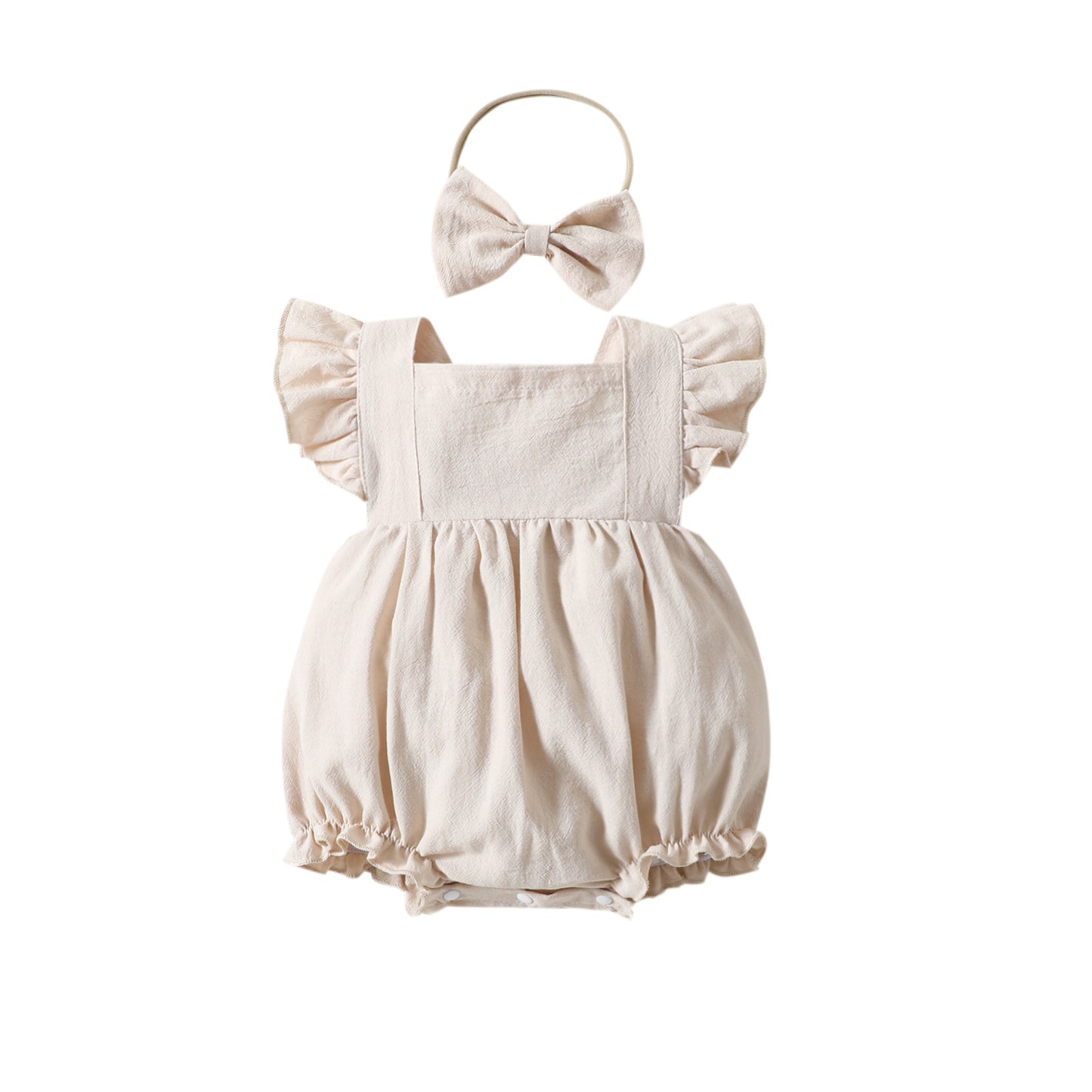 Flying Sleeve Shoulder Solid Color Sleeveless Romper