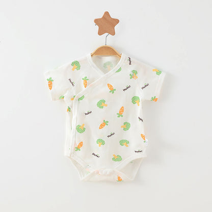 Simple Cartoon Print Summer Baby Rompers Girls Clothing