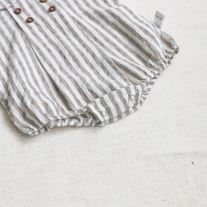 Girls' Short Sleeved Blouse Collar Jumpsuit
