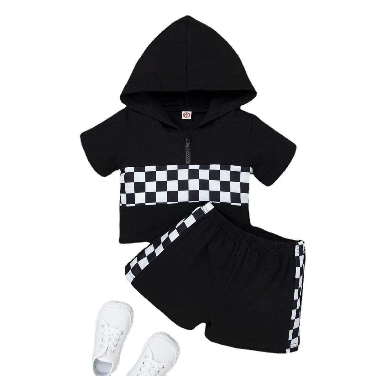 Infant Toddler Black And White Plaid Contrast Color Suit