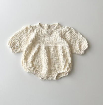 Japanese Spring New Baby Knitted Crepe Long-sleeved One-piece Romper