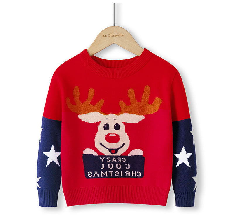Cotton Double Layer Autumn Winter Christmas Long Sleeved Children's Sweater