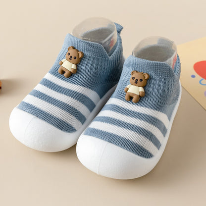 Casual Simple Soft Bottom Non-slip Cartoon Striped Toddler Shoes
