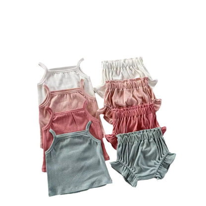 PP Shorts Thin Rib Cotton Women's Home Wear Two-piece Set