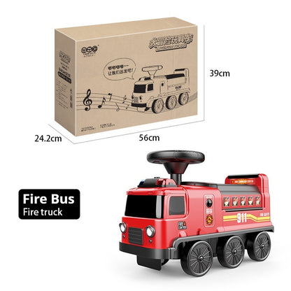Children's Space Bus Fire Police Electric Toys Can Sit People