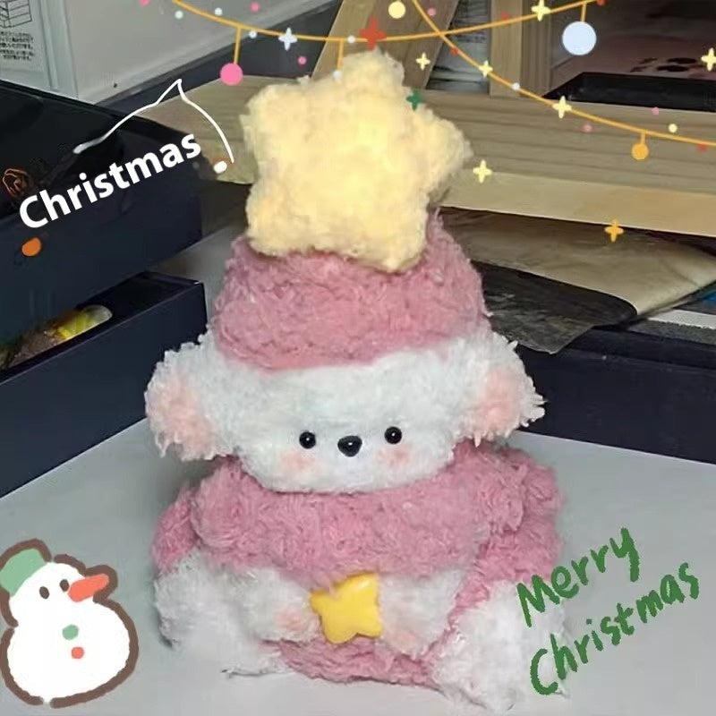 Árbol de Navidad de vellón coral, palo trenzado, regalo para cachorros, material para hacer tú mismo